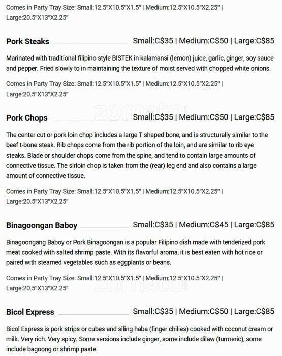 Menu of Bella’s Lechon photo3