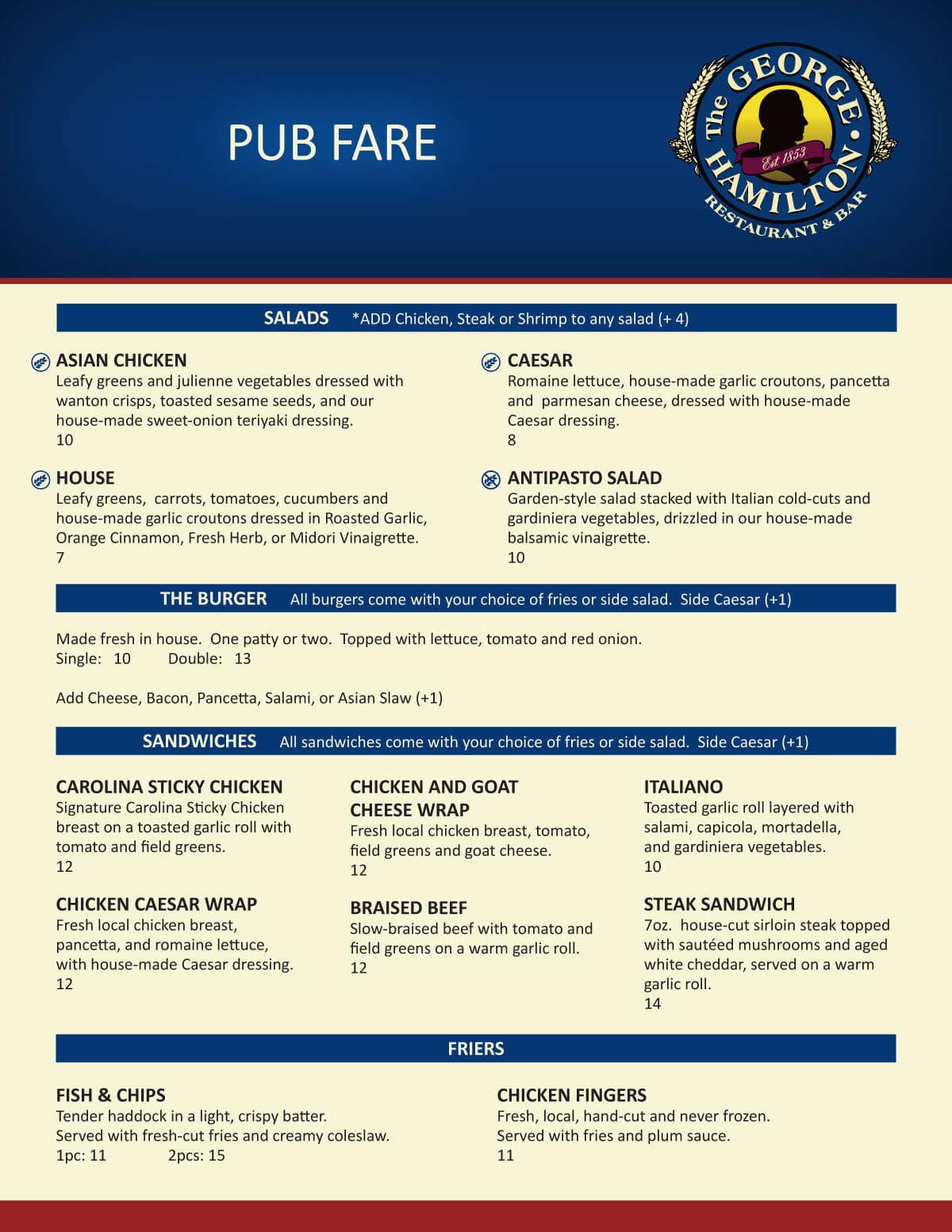 Menu of The George Hamilton Restaurant & Bar photo6