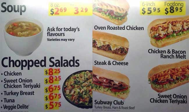 Menu of Subway photo3
