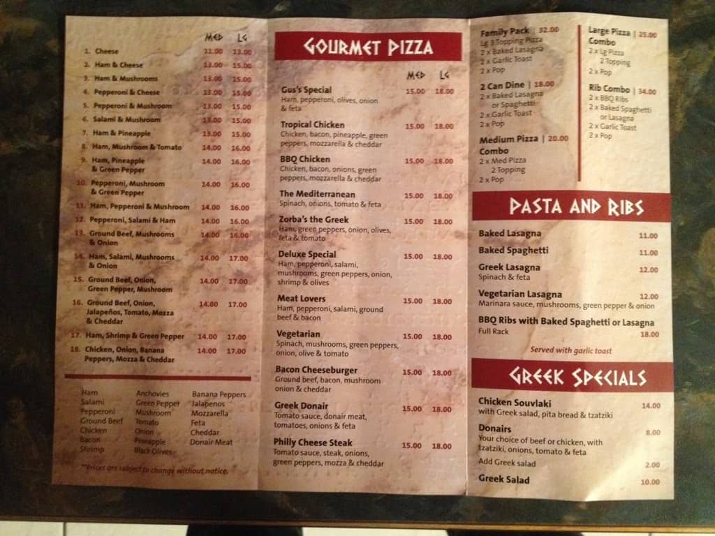 Menu of Zorba’s Pizza and Pasta House photo2