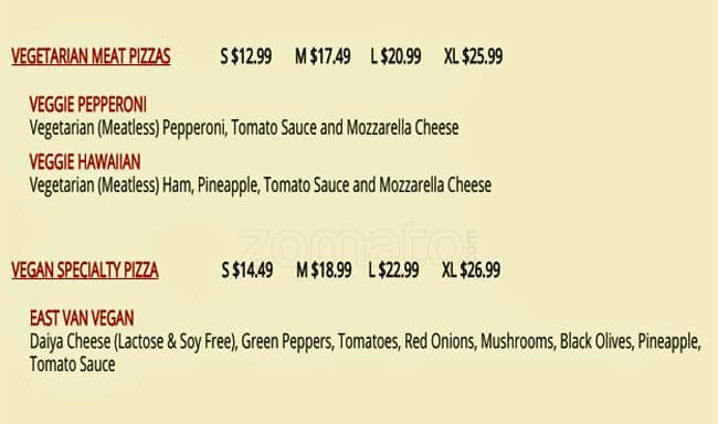 Menu of East Van Pizza photo5