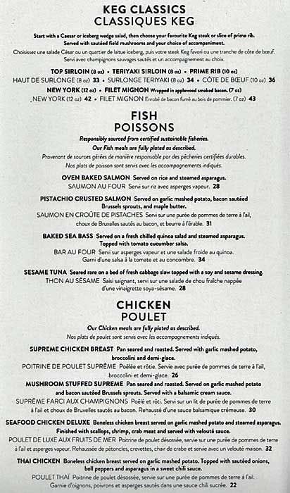 Menu of The Keg photo5