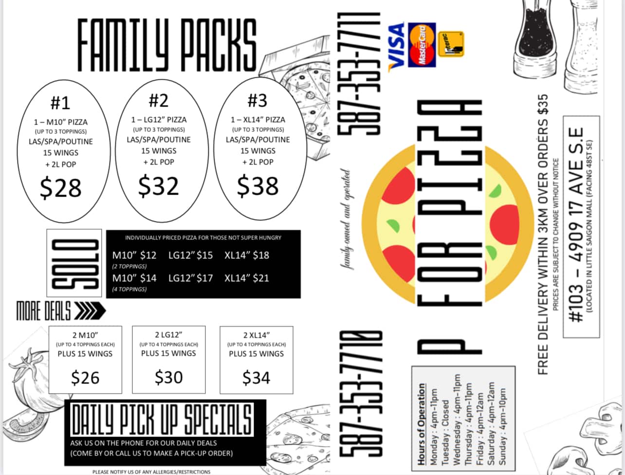 Menu of P For Pizza photo2