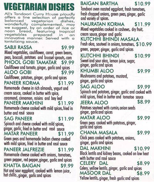 Menu of Ali’s Tandoori Curry House photo5