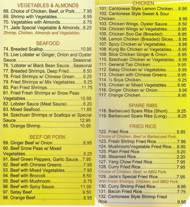 Menu of Jade’s Chinese Food photo3