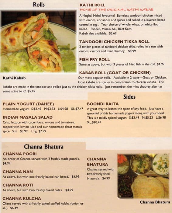 Menu of Mughal Mahal photo3