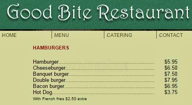 Menu of Good Bite photo3