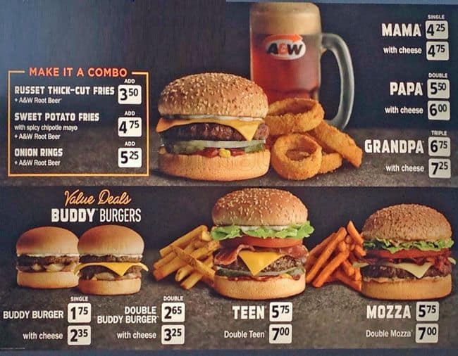 Menu of A&W photo3