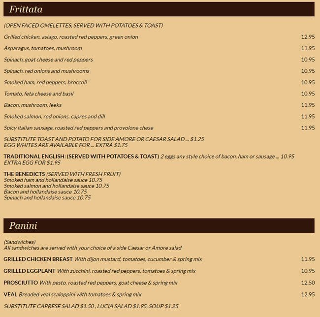 Menu of Amore Trattoria photo12