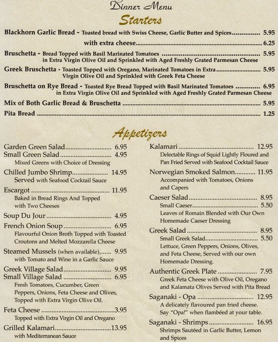 Menu of Blackhorn Steakhouse photo2