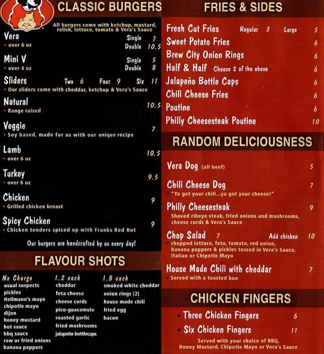 Menu of Vera’s Burger Shack photo2