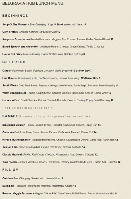 Menu of Belgravia Hub photo4