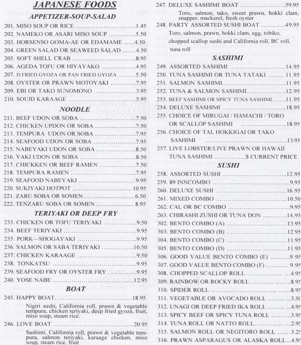 Menu of 89 Inn photo4