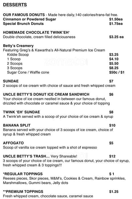 Menu of Uncle Betty’s photo7