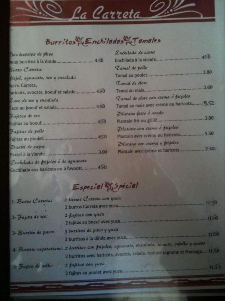 Menu of La Carreta photo4