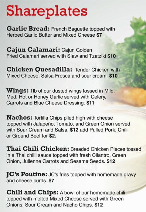 Menu of JC’s Grill House – Park Inn by Radisson photo3