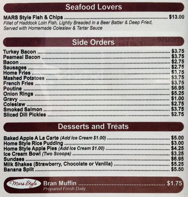 Menu of Mars Beach Diner photo9