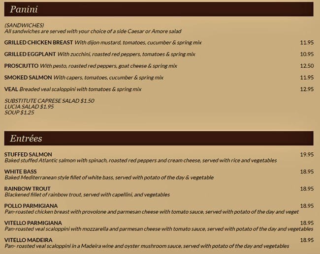 Menu of Amore Trattoria photo5