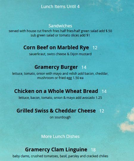 Menu of Gramercy Grill photo13