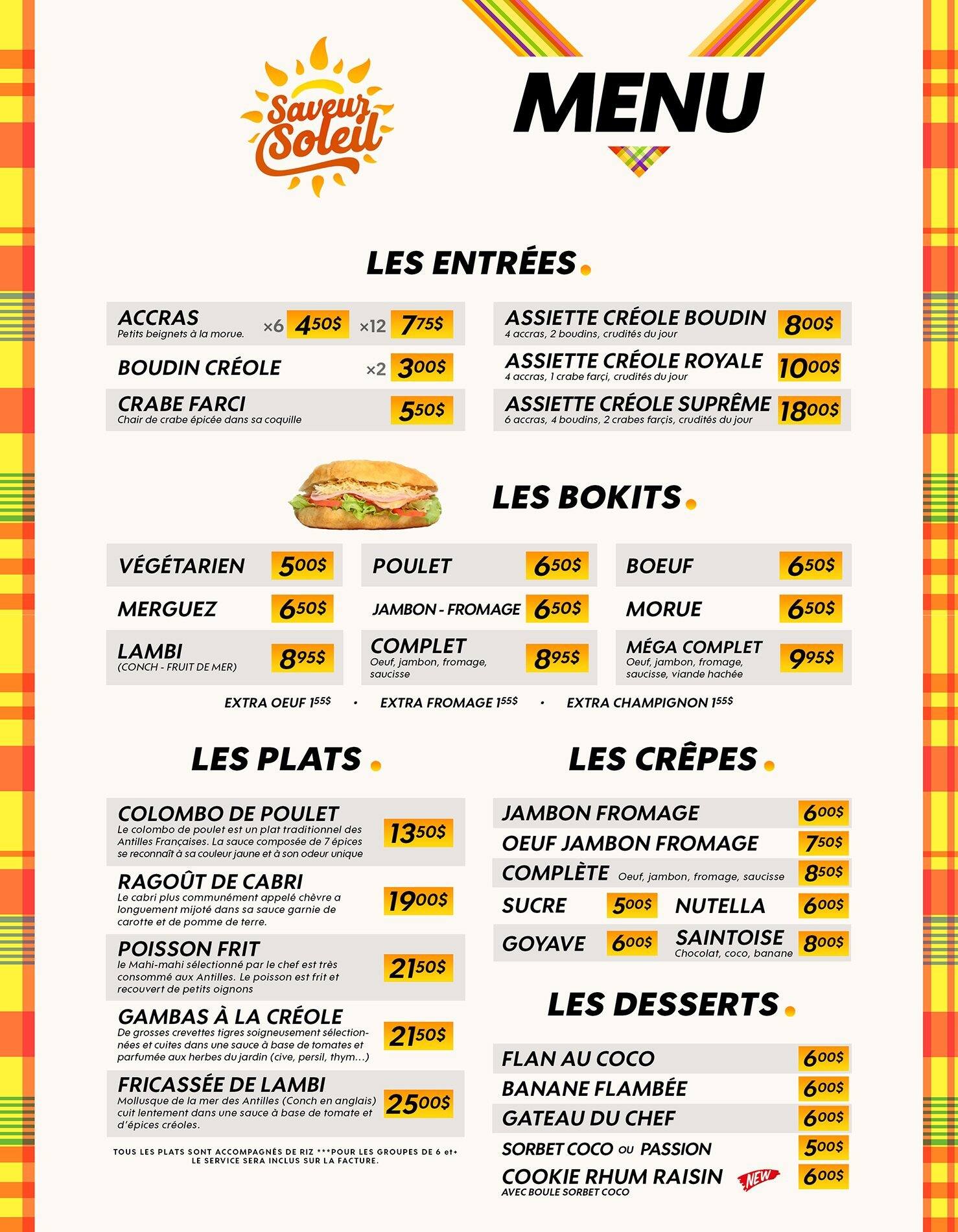 Menu of Restaurant Saveurs Soleil photo3