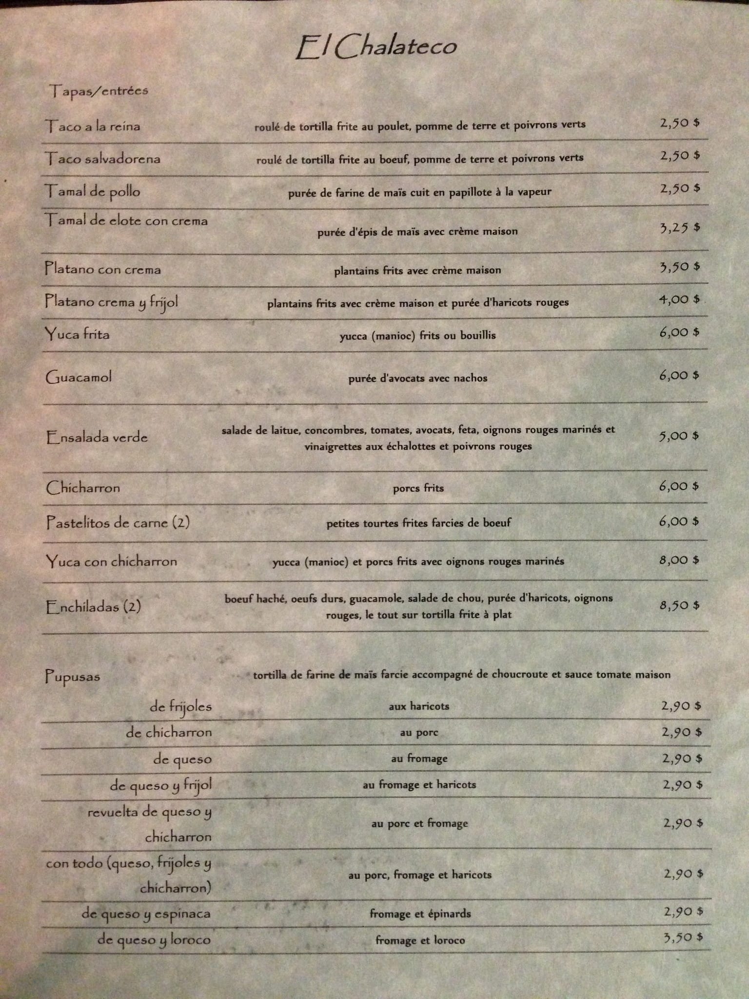 Menu of El Chalateco photo3