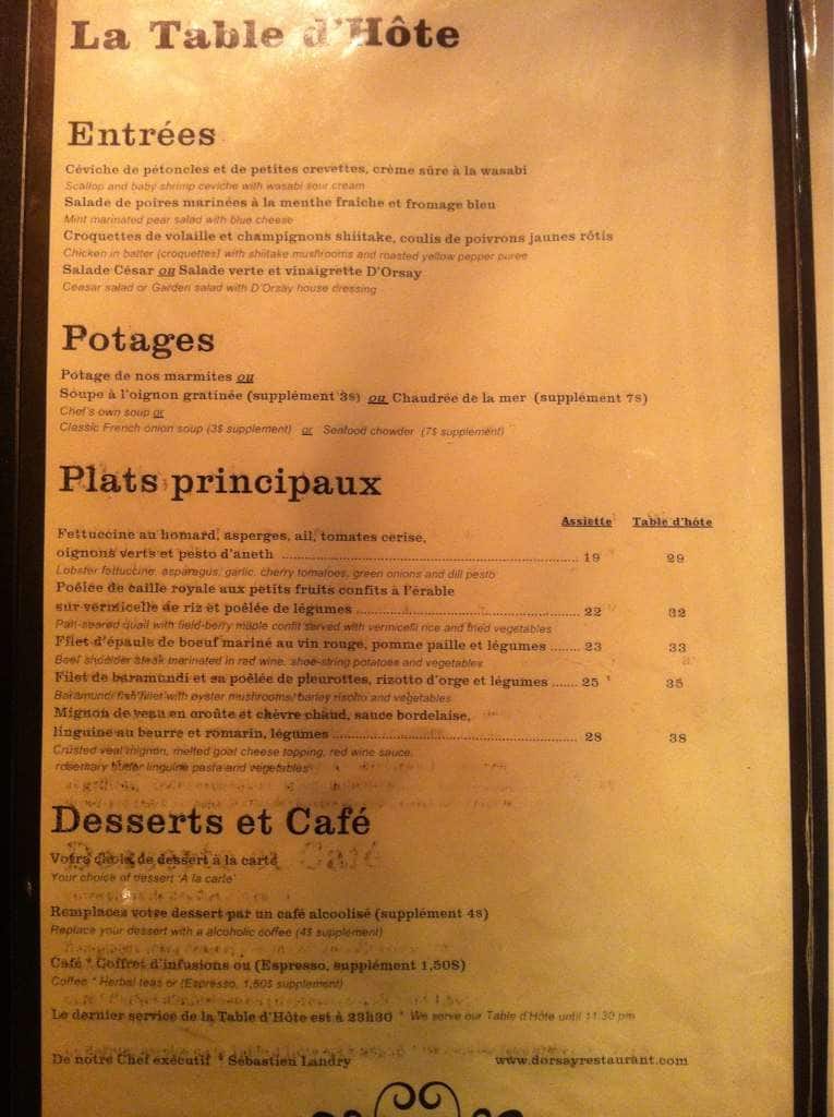 Menu of Pub le D’Orsay photo3