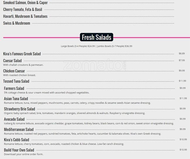 Menu of Kiva’s Restaurant & Bakery photo4