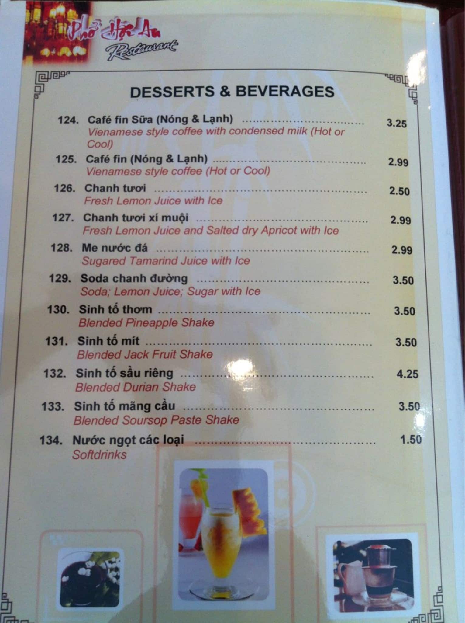 Menu of Pho Hoi An photo2