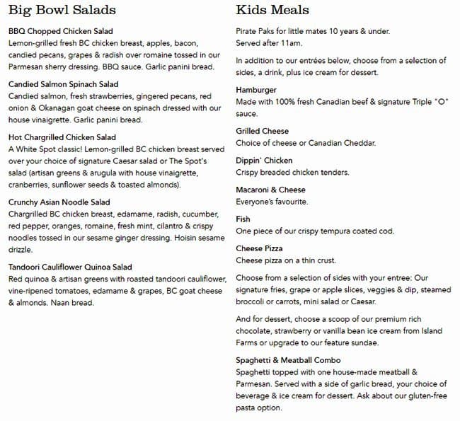 Menu of White Spot photo6