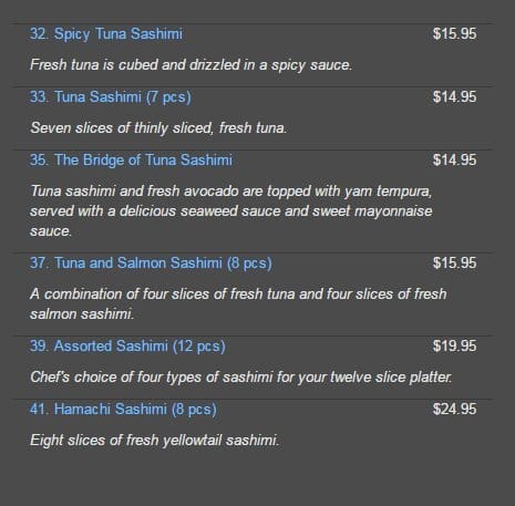 Menu of Sushi Kimu photo9