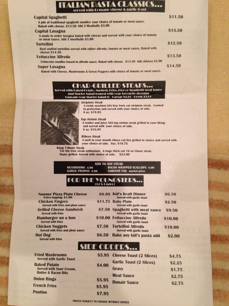 Menu of Capital Pizza & Steakhouse photo4