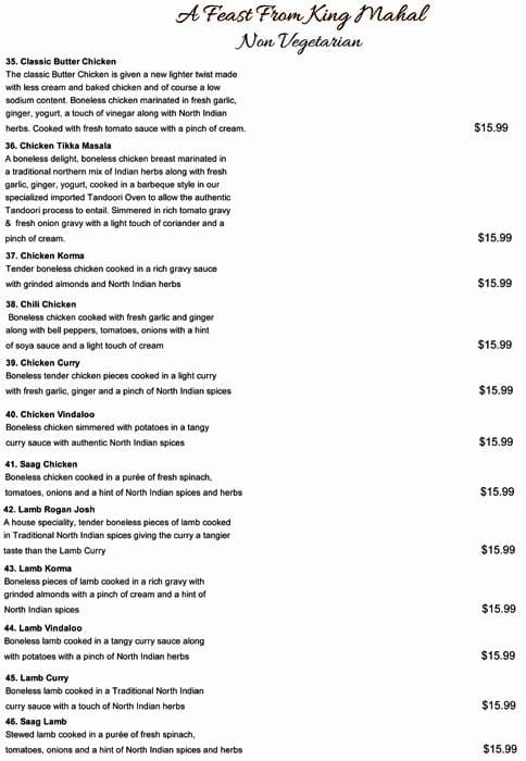 Menu of King Mahal Restaurant photo7