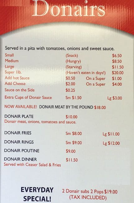 Menu of Halifax Donair photo2
