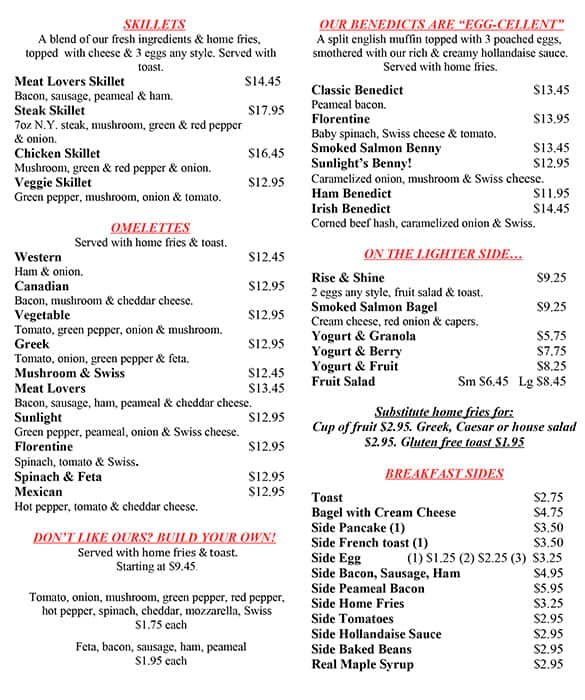 Menu of Sunlight Grill photo6