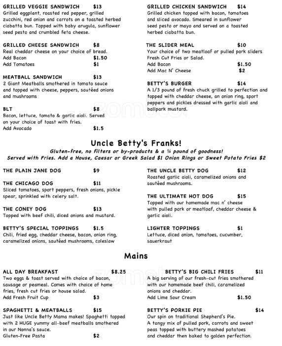 Menu of Uncle Betty’s photo4
