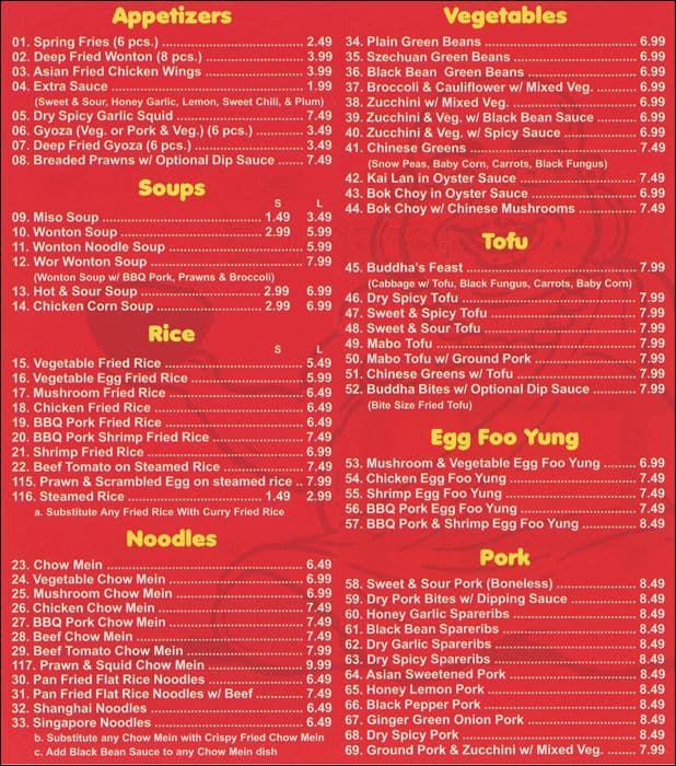 Menu of Buddha’s Orient Express photo2