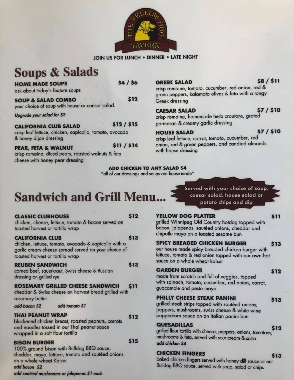 Menu of Yellow Dog Tavern photo3