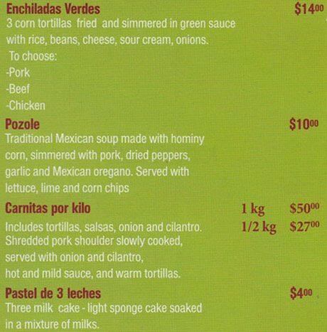 Menu of Rebozos photo4