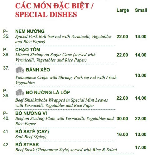 Menu of Pho Hung photo11