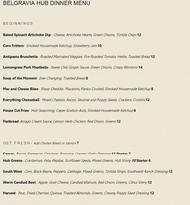 Menu of Belgravia Hub photo5