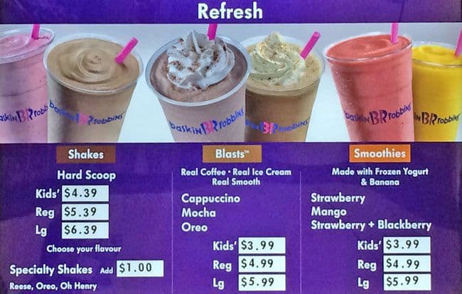 Menu of Baskin Robbins photo4