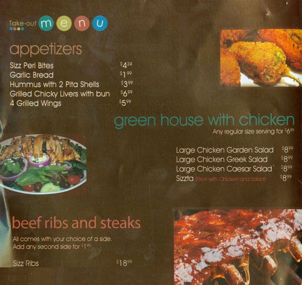 Menu of Sizzlo’z photo2