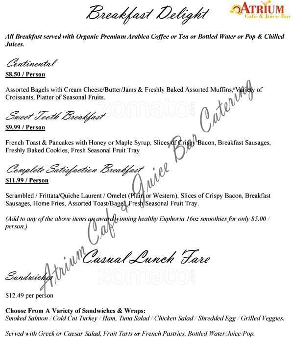 Menu of Atrium Cafe photo2