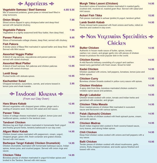 Menu of Lotus Fine Indian Cuisine photo2