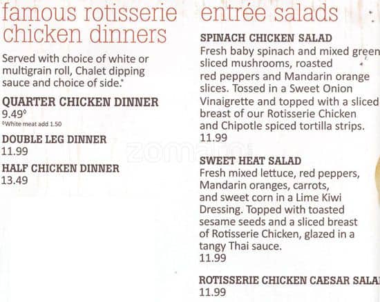 Menu of Swiss Chalet Express photo7