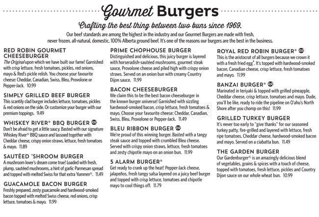 Menu of Red Robin Gourmet Burgers and Brews photo3