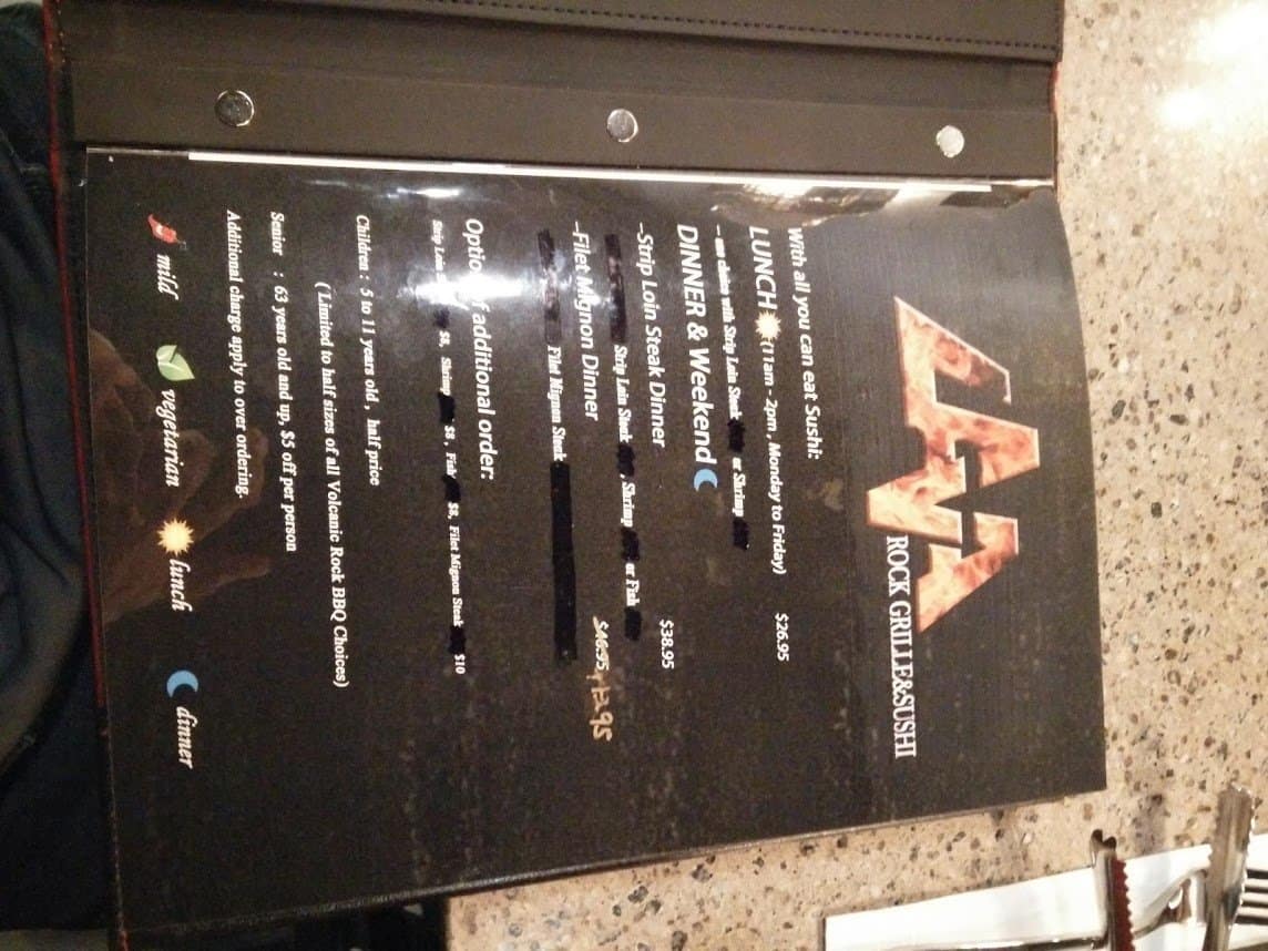 Menu of Lava Rock Grille & Sushi photo6