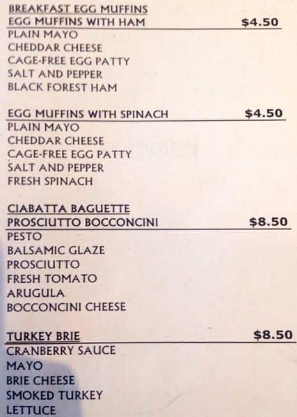 Menu of Rocanini Coffee Roasters photo2