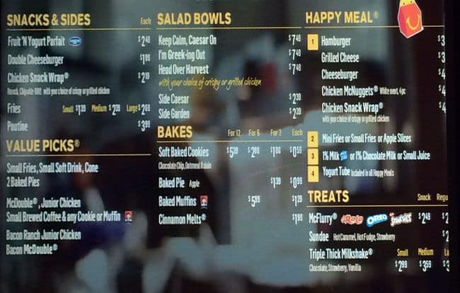 Menu of McDonald’s photo6