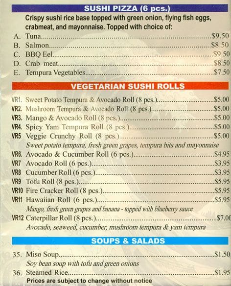 Menu of Echo Sushi photo14